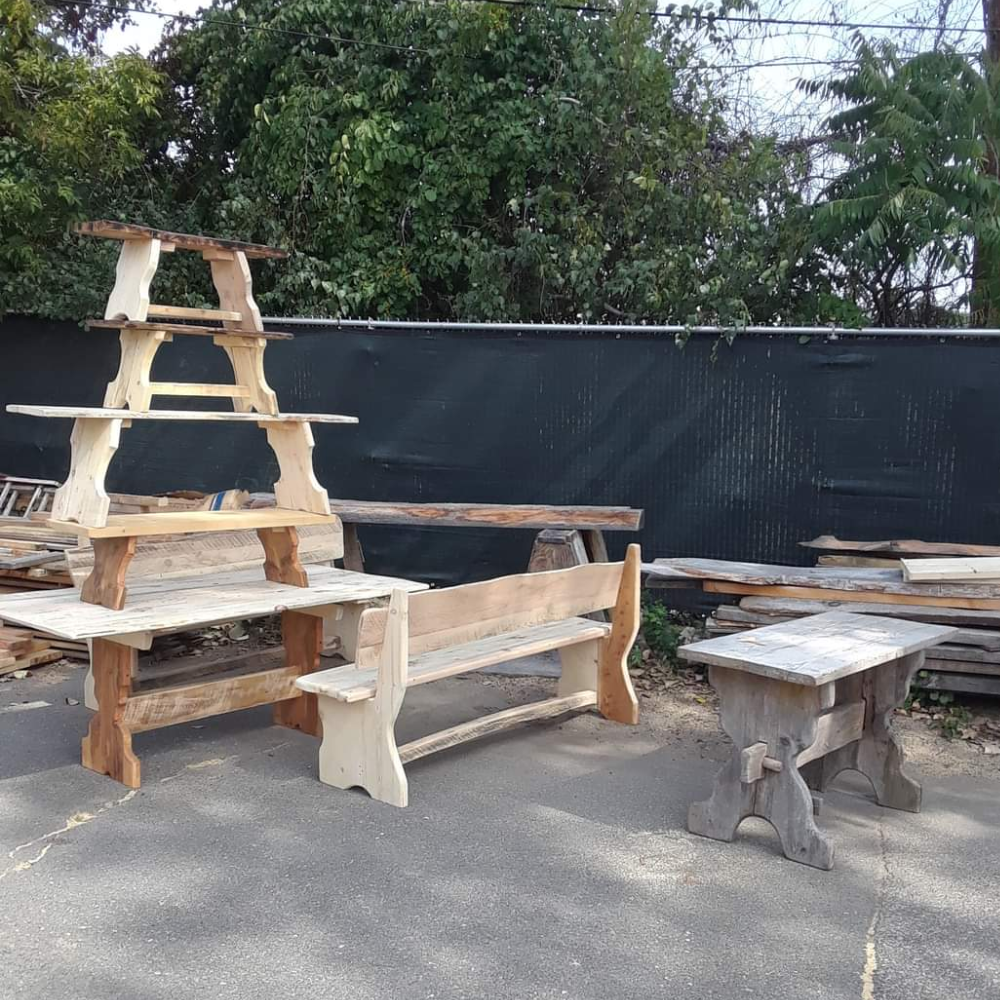 Stacked up benches